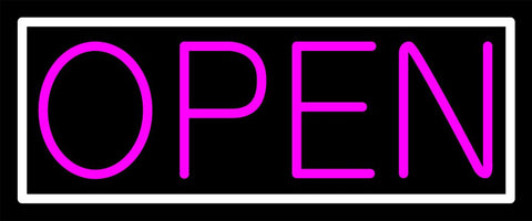 Pink Open With White Border Neon Sign 13