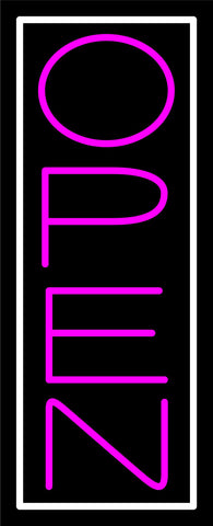 Pink Open With White Border Vertical Neon Sign 32
