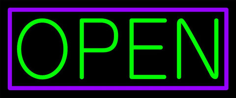 Purple Border With Green Open Neon Sign 10