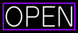 Purple Border With White Open Neon Sign 10" Tall x 24" Wide x 3" Deep