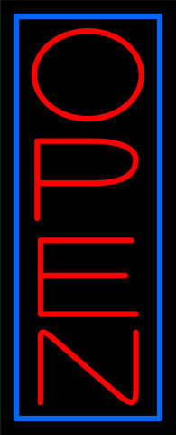 Red Open With Blue Border Vertical Neon Sign 32