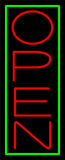 Red Open With Green Border Vertical Neon Sign 32" Tall x 13" Wide x 3" Deep