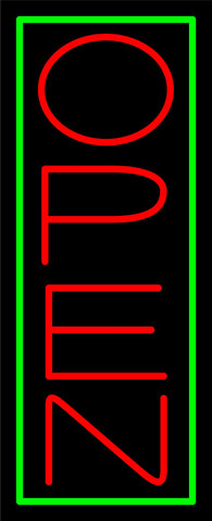 Red Open With Green Border Vertical Neon Sign 32