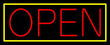 Red Open With Yellow Border Neon Sign 13" Tall x 32" Wide x 3" Deep