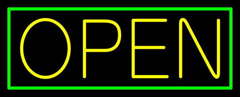 Yellow Open With Green Border Neon Sign 13