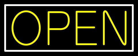 Yellow Open With White Border Neon Sign 13