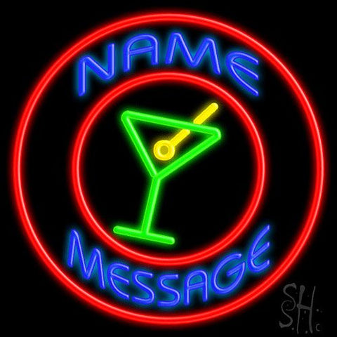 Custom Martini Glass Red Circle Neon Sign 24