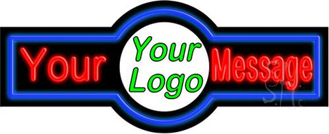 Custom Center Logo Blue Border Neon Sign 13
