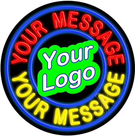 Custom Logo Blue Circle Neon Sign 26
