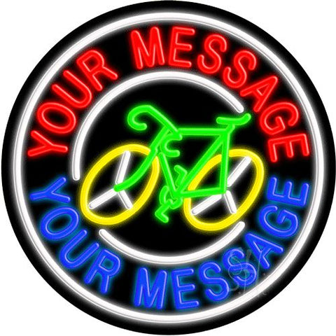 Custom Bicycle White Circle Neon Sign 26