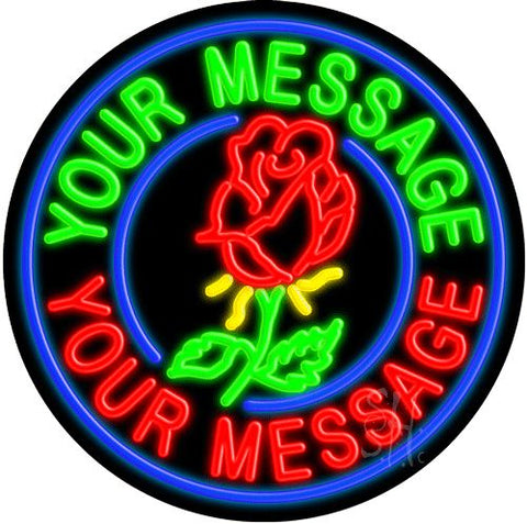 Custom Rose With Circle Neon Sign 26