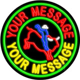 Custom Bull Rider Green Circle Neon Sign 26" Tall x 26" Wide x 3" Deep