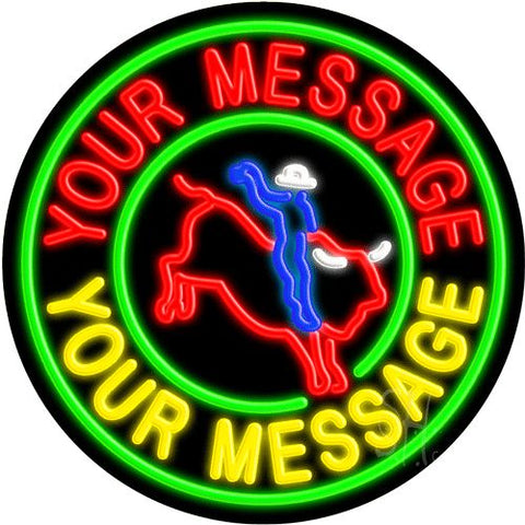 Custom Bull Rider Green Circle Neon Sign 26