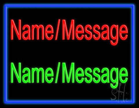 Custom In Red Green With Blue Border Neon Sign 24