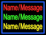 Custom In Red Green Yellow With Blue Border Neon Sign 24" Tall x 31" Wide x 3" Deep