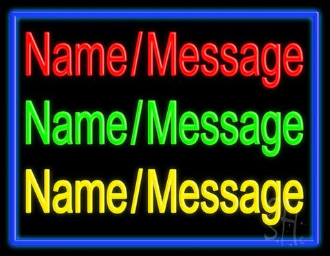 Custom In Red Green Yellow With Blue Border Neon Sign 24