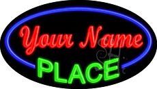 Custom Green Place Blue Border Animated Neon Sign 17