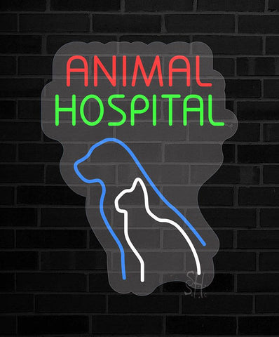 Animal Hospital Contoured Clear Backing Neon Sign 31