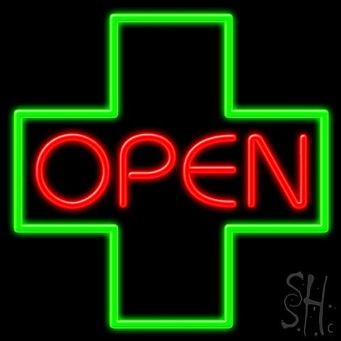 Open With Cross Logo Neon Sign 24