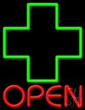 Open With Cross Logo Neon Sign 24" Tall x 31" Wide x 3" Deep