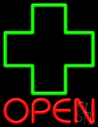 Open With Cross Logo Neon Sign 24