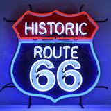 Historic Route 66 Neon Sign With Backing 24" x 24" x 4"