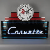 Art Deco Marquee Corvette Neon Sign In Steel Can 28" x 39" x 7"