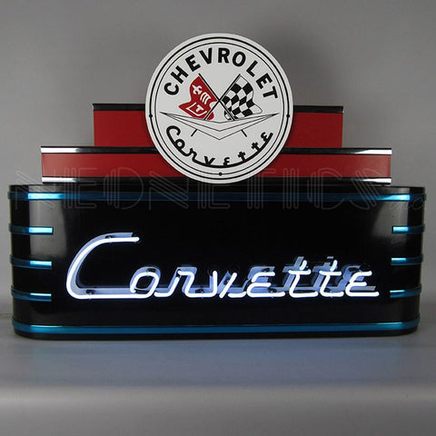 Art Deco Marquee Corvette Neon Sign In Steel Can 28