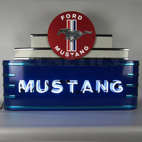 Art Deco Marquee Mustang Neon Sign In Steel Can 28