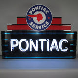 Art Deco Marquee Pontiac Neon Sign In Steel Can 28" x 39" x 7"