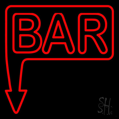 Bar With Arrow Red Neon Sign 24