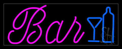 Cursive Bar With Wine Bottle and Glass Neon Sign 13