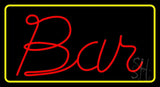 Red Bar With Yellow Border Neon Sign 20" Tall x 37" Wide x 3" Deep