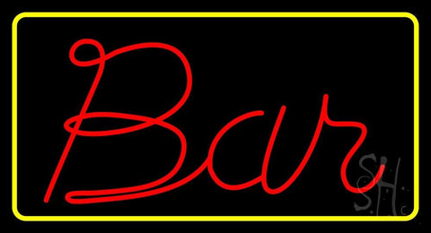 Red Bar With Yellow Border Neon Sign 20