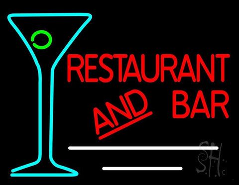 Restaurant and Bar With Martini Glass Neon Sign 24