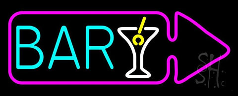 Bar With Wine Glass Arrow Neon Sign 13