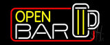 Open Bar With Beer Mug Neon Sign 13" Tall x 32" Wide x 3" Deep