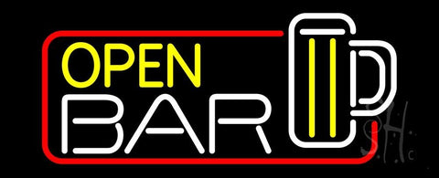 Open Bar With Beer Mug Neon Sign 13