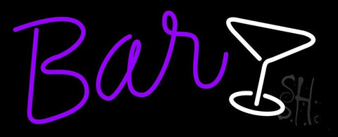 Purple Bar With Martini Glass Neon Sign 13
