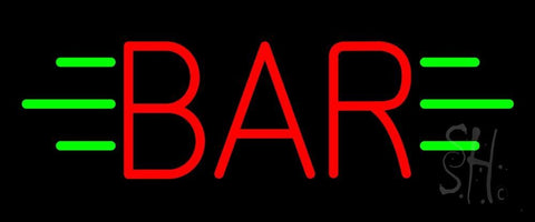 Red Bar With Green Lines Neon Sign 10