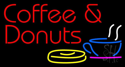 Coffee And Donuts With Coffee Glass Neon Sign 20