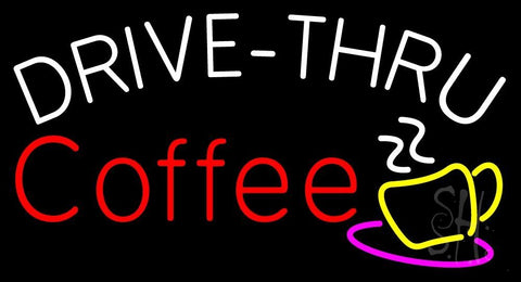 Drive Thru Coffee With Coffee Glass Neon Sign 20