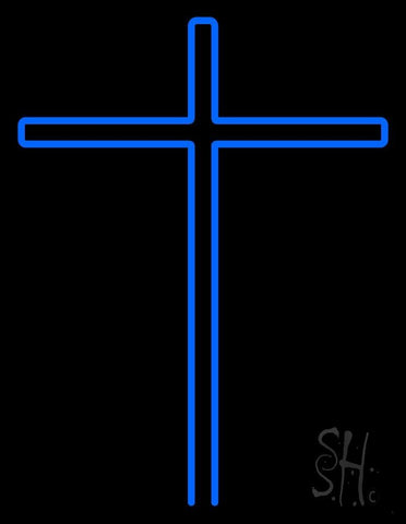 Blue Christian Cross Neon Sign 31