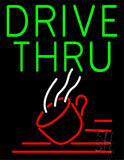 Green Drive Thru With Coffee Glass Neon Sign 31" Tall x 24" Wide x 3" Deep