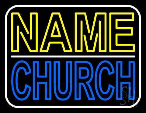 Custom Blue Double Stroke Church Neon Sign 24