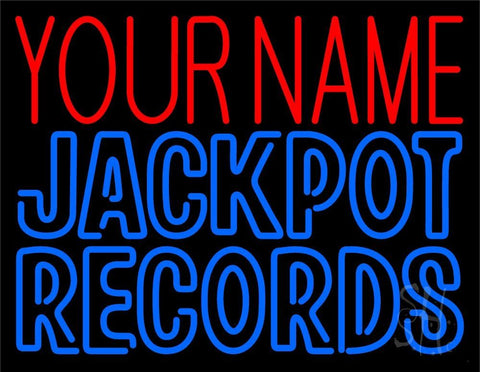 Custom Blue Jackpot Records Block Neon Sign 24