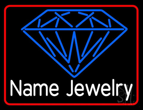 Custom Blue Jewelry Red Border Neon Sign 24