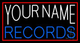 Custom Blue Records Block Red Border Neon Sign 20" Tall x 37" Wide x 3" Deep