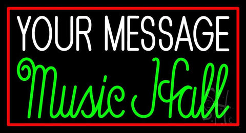 Custom Green Music Hall Red Border Neon Sign 20
