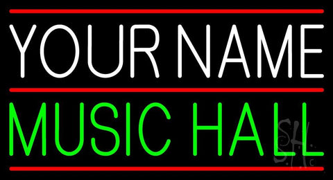 Custom Green Music Hall Red Line Neon Sign 20